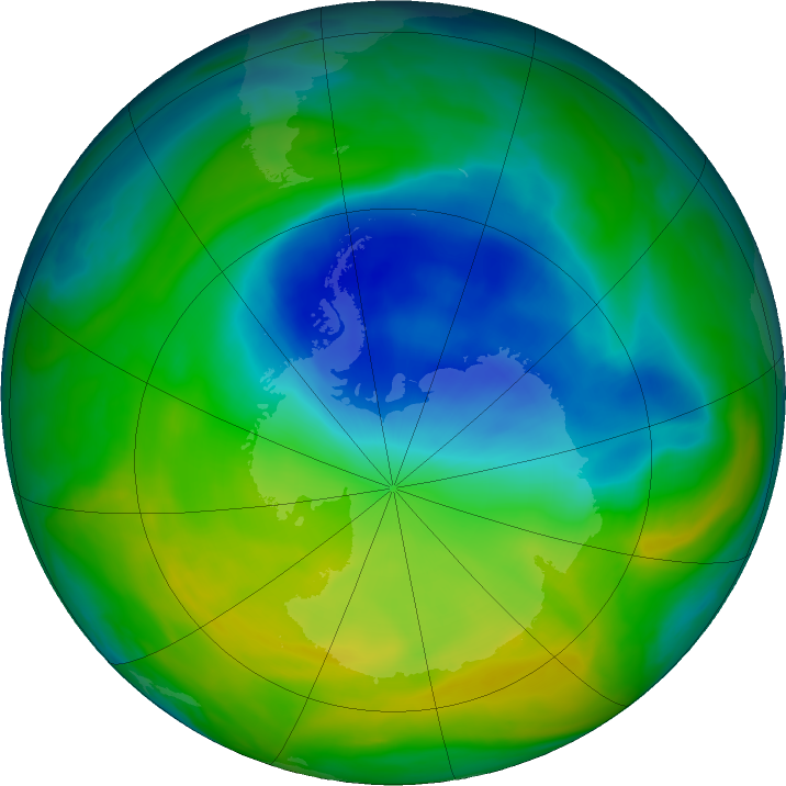 Antarctic ozone map for 14 November 2016